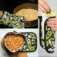 thumbnail image 5 of Yayeee Oven Mitts and Pot Holder Set of 4 Heat Resistant Kitchen Gloves Baking Hot Pad, Green Flower Pattern, 5 of 5