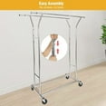 thumbnail image 7 of Lineslife Double Clothing Rack with Wheels, Rolling Clothes Rack Heavy Duty Garment Racks for Hanging Clothes Adjustable, Double Rail, 7 of 7