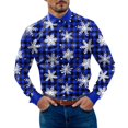 thumbnail image 1 of Camisas Vaqueras Para Hombre Camisa de manga larga con botón de solapa y estampado a cuadros informal para hombre (Blue, L), 1 of 5