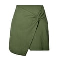 thumbnail image 2 of Gibobby ganchos para faldas con pinzas Falda corta de algodón de cintura alta para mujer Nueva media falda irregular con cremallera de color sólido(Verde, XL), 2 of 5