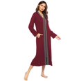 thumbnail image 3 of Ekouaer Women Zipper Robe Long Sleeve Loungewear Lightweight Housecoat Full Length Nightgown with Pockets, 3 of 6