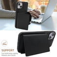 thumbnail image 4 of Case for iPhone 14 Compatible with MagSafe Magnetic 2-in-1 Detachable Wallet Case with Card Slots for Women Men, Classic PU Leather Flip Kickstand Shockproof Protective Case, Black, 4 of 11