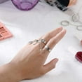 thumbnail image 3 of 2 piezas de anillos de cadena punk, anillos de cadena, anillo ajustable, anillos de cadena punk, cadena ajustable multicapa punk, anillos abiertos de cuatro dedos para hombres y mujeres, plata TUNC Sencillez, 3 of 5