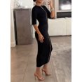 thumbnail image 4 of Womens Black Mid-Length Bodycon Knit Dress With Gold Front Zipper, 4 of 5
