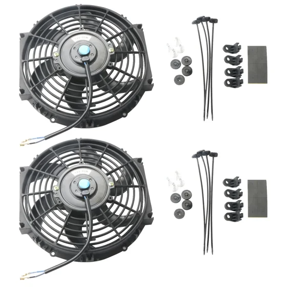 MOSTPLUS Pair 10 inch Universal Slim Fan Push Pull Electric Radiator Cooling 12V Mount Kit