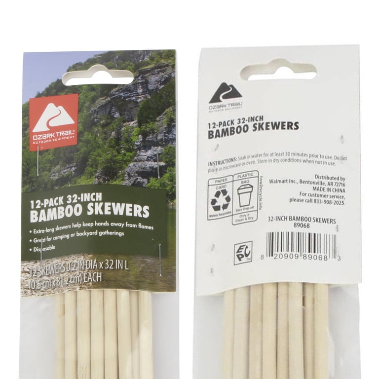 Ozark Trail 32 inch Bamboo BBQ Grilling Skewers, Extra Long