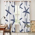 thumbnail image 4 of Navy Blue Starfish Coastal Kitchen Curtains 84 Inch Length, Nautical Summer Beach Ocean Grommet Top Bedroom Living Room Curtains, Light Filtering Cafe Curtain Drapes 2 Panels Set 84''x84'', 4 of 9