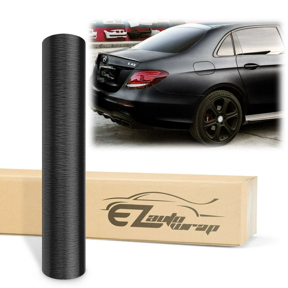 EZAUTOWRAP Brushed Aluminum Black Car Vinyl Wrap Vehicle Sticker Decal Film Sheet With Air Release Technology Peel And Stick