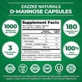 thumbnail image 2 of Zazzee Naturals D-Mannose | 1,000 Mg Per Serving | 90 Servings | 180 Vegan Capsules, 2 of 2