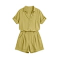 thumbnail image 4 of Gamivast Linen Sets for Women 2 Pieces Casual Short Sleeve Button Down Tops And Elastic Waist Shorts Summer Vacation Outfit Loose Fit Beach Playsuit with Pockets, 4 of 8