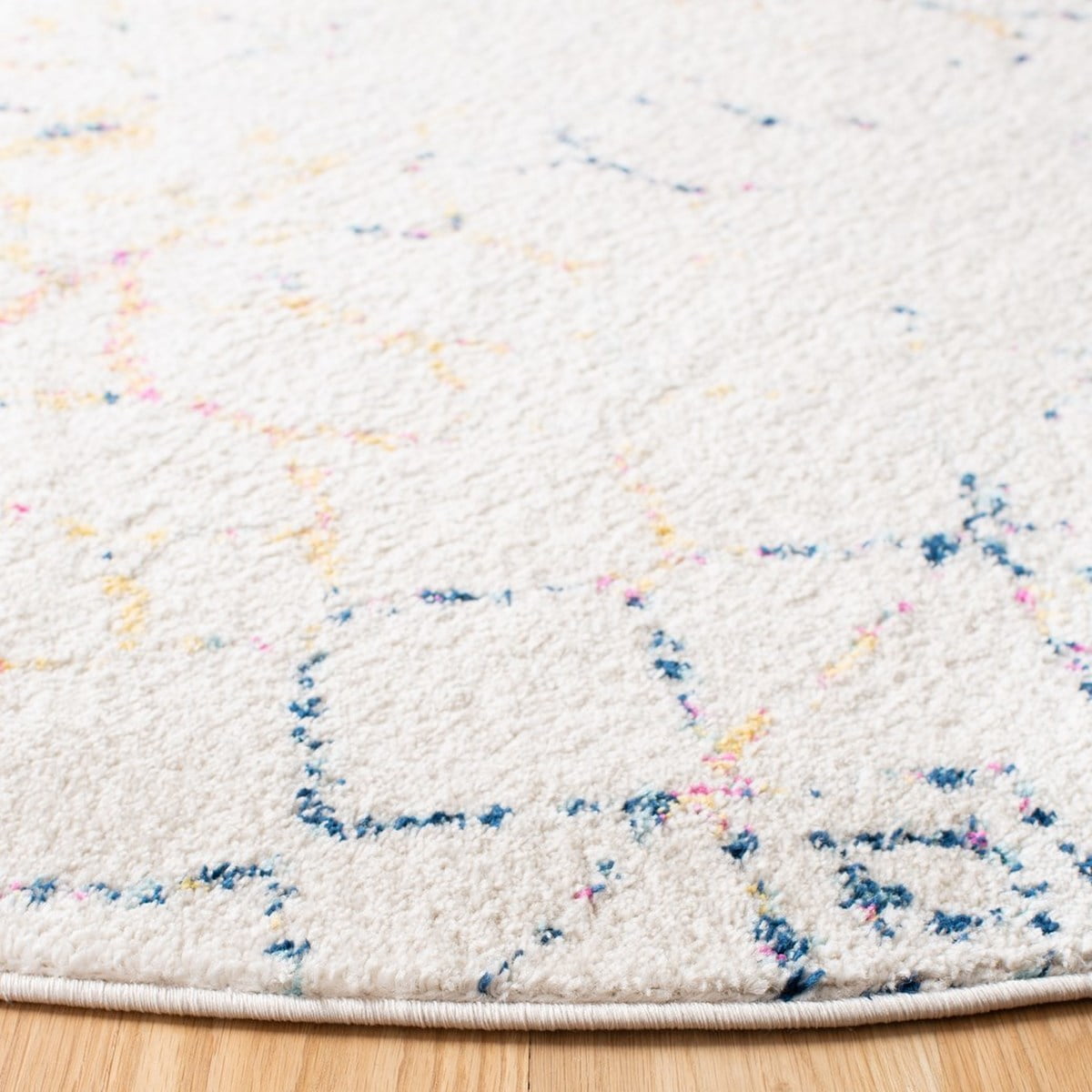 SAFAVIEH Tulum Coriander Moroccan Geometric Area Rug, 10' x 10' Round, Ivory/Blue