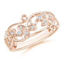 Angara Natural Diamond Vintage Style Ring in 14K Rose Gold for Women – April Birthstone Jewelry | Vintage inspired Diamond Ring (Ring Size - 5)