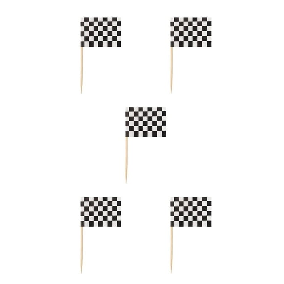 tamizeot 100Pcs Accessories Toothpicks Flags Markers Race Car Labels Cocktail Decorative Supplies Appetizers Dining black white plaid 5Set