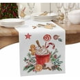 thumbnail image 3 of Christmas Table Runner 120 Inches Long, Gingerbread Man Coffee Cappuccino White Kitchen Dining Table Decoration Winter Holiday Table Runner for Home Party Decor13x120 Inch, 3 of 6