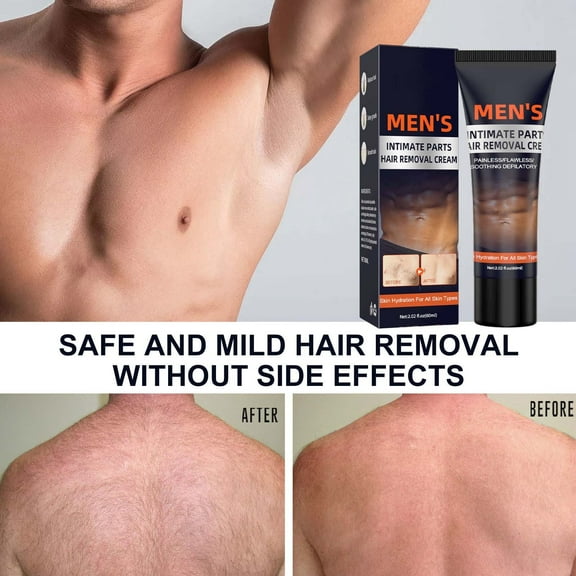 60ml Gentle Hair Removal Cream for Men, Full Body Depilatory Formula with Pain-Free Application for Smooth Skin at Home