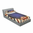 thumbnail image 3 of Ambesonne Vintage Fitted Sheet & Pillow Sham Set, Circus Poster Image, Queen, Pale Yellow Navy Blue, 3 of 3