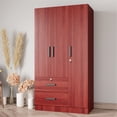 thumbnail image 2 of Better Home Products Symphony Wardrobe Armoire Closet with Two Drawers Mahogany, 2 of 7