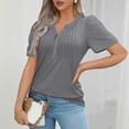 thumbnail image 6 of Womens Shirts Blouse Womens T Shirts Short Sleeve Pleated Casual V Neck Summer Blouses Tops, 6 of 9
