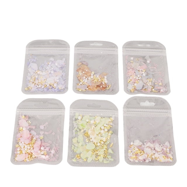 Nail Charms, DIY Nail Art Decoration Set 6pcs Glitter For Manicure