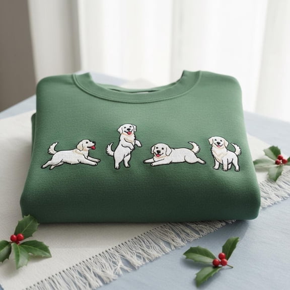 White Golden Retriever Embroidered Sweatshirt, Golden Mama Crewneck, Dog Mom Shirt, Holiday Golden Dog Sweater, Christmas Gifts