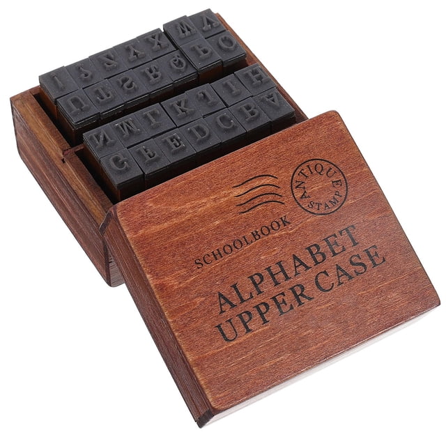 CTIRCHIU 1Set Multipurpose Wooden Stamp Kit English Letters Brown Wood for Scrapbook and Card Making
