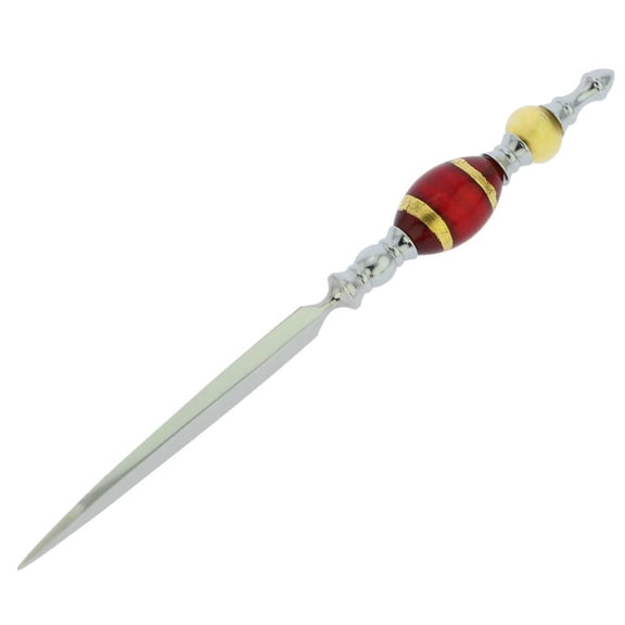 GlassOfVenice Murano Glass Letter Opener - Gold Red Stripes