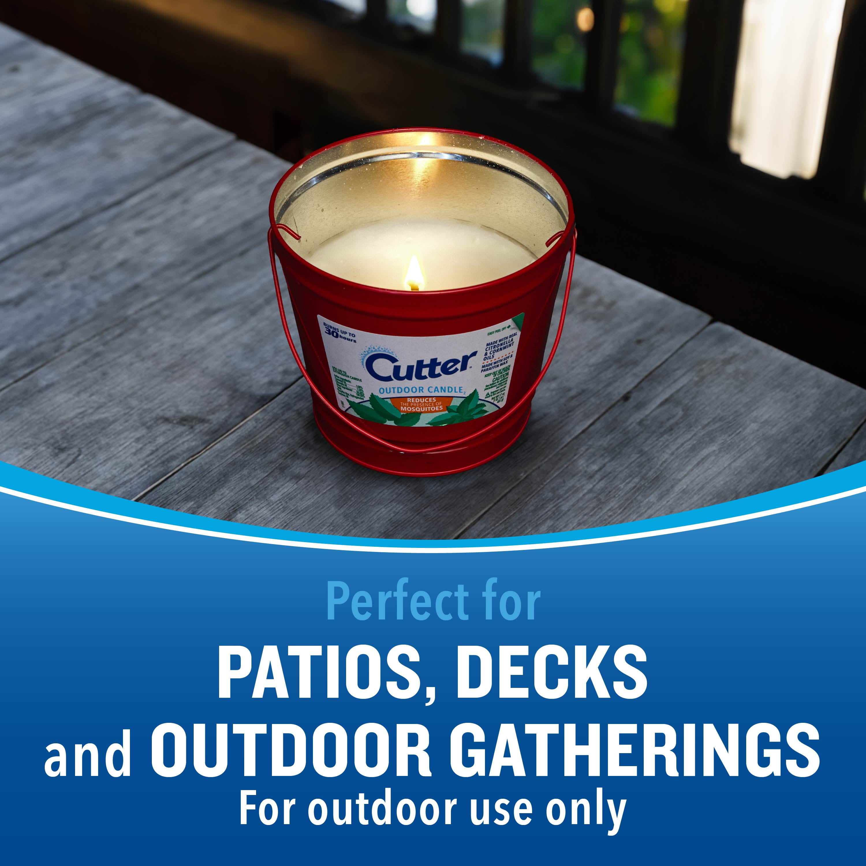 Cutter Outdoor Soy Wax Candle, Citronella & Mint Scent, 1 Count