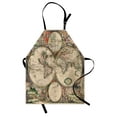 thumbnail image 1 of World Map Apron, Antique Design with Renaissance Continents and Hemispheres Vintage Art, Unisex Kitchen Bib with Adjustable Neck for Cooking Gardening, Adult Size, Multicolor, by Ambesonne, 1 of 4