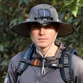 thumbnail image 1 of Sombrero solar de ala ancha para exteriores con sol, carga USB, cordón ajustable, gorro solar de nylon con protección UV y talla única, tamaño único 19,68-23,62 pulgadas, sombrero de pesca de playa, 1 of 7