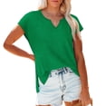 thumbnail image 6 of Green Womens Blouses Women's Cap Sleeve Shirts Casual Summer V Neck Tunic Tops Loose T Shirts Side Slit S 3XL Summer Tops, 6 of 6