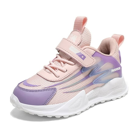 

MIASHUI Boys Girls Sneakers Lace Up Hook Loop Breathable Mesh Casual Running Shoes Pink 8-9 Years