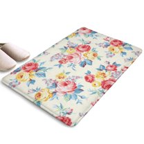 Pioneer Flower Floral Print Flannel Non Slip Door Rugs,Washable Door Mats Indoor,Decorative Door Mats,Dirt-Resistant and Absorbent Doormat for Entrance,Bedroom,Kitchen,Bathroom,23.5"x16"