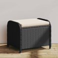 thumbnail image 1 of vidaXL Garden Stool with Cushion Black 58x46x46 cm Poly Rattan, 1 of 5