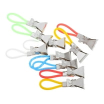 Soimiss 10Pcs Metal Towel Clips with Hanging Rope for Bathroom Kitchen and Beach Towel Secure Clamping