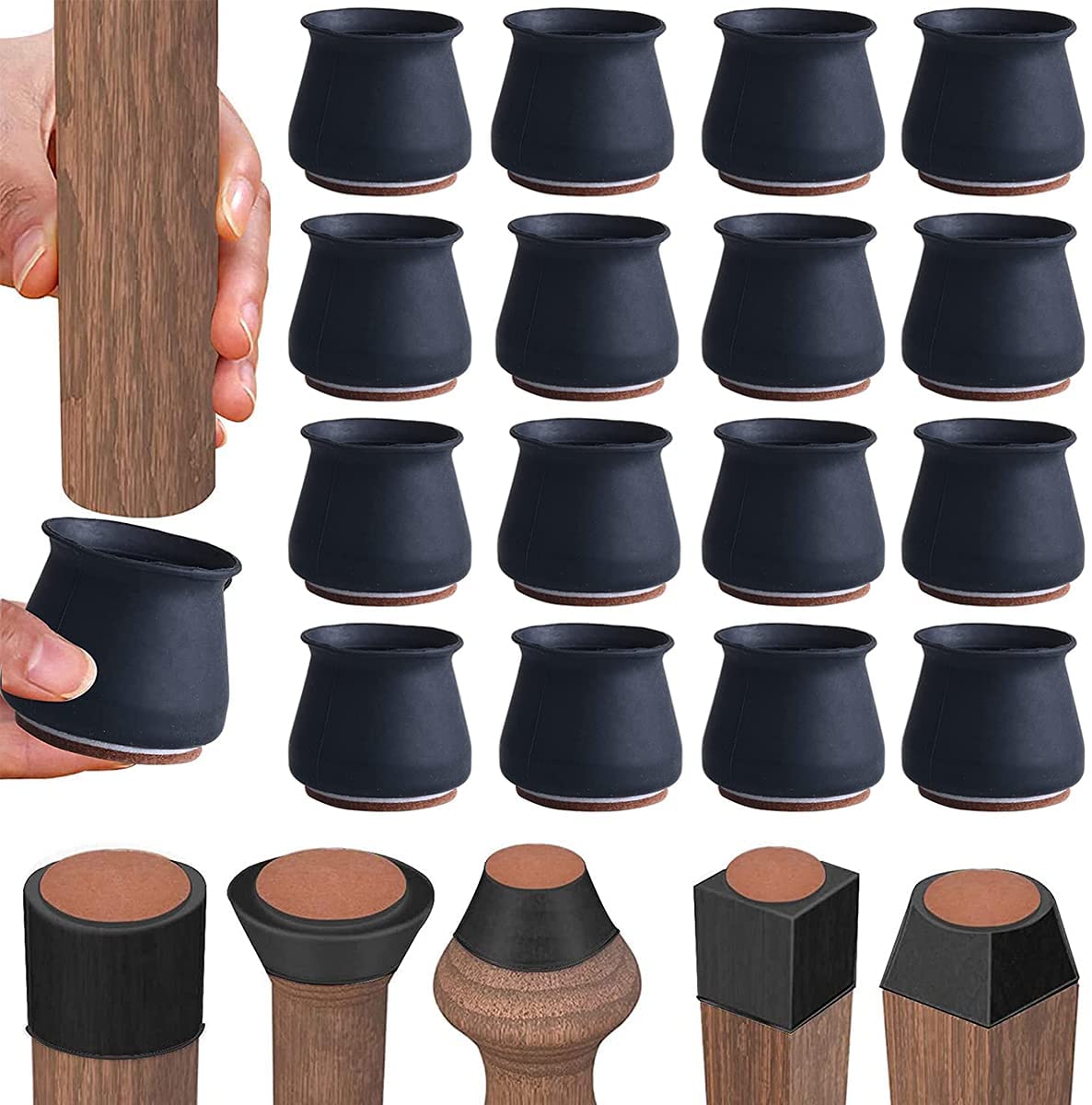 Upgraded Large Chair Leg Covers, Felt Bottom Silicone Furniture Foot