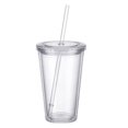 thumbnail image 2 of 16oz Plastic Straw Cup Insulated Double Wall Transparent Cold Drink Cup 500ml, 2 of 5