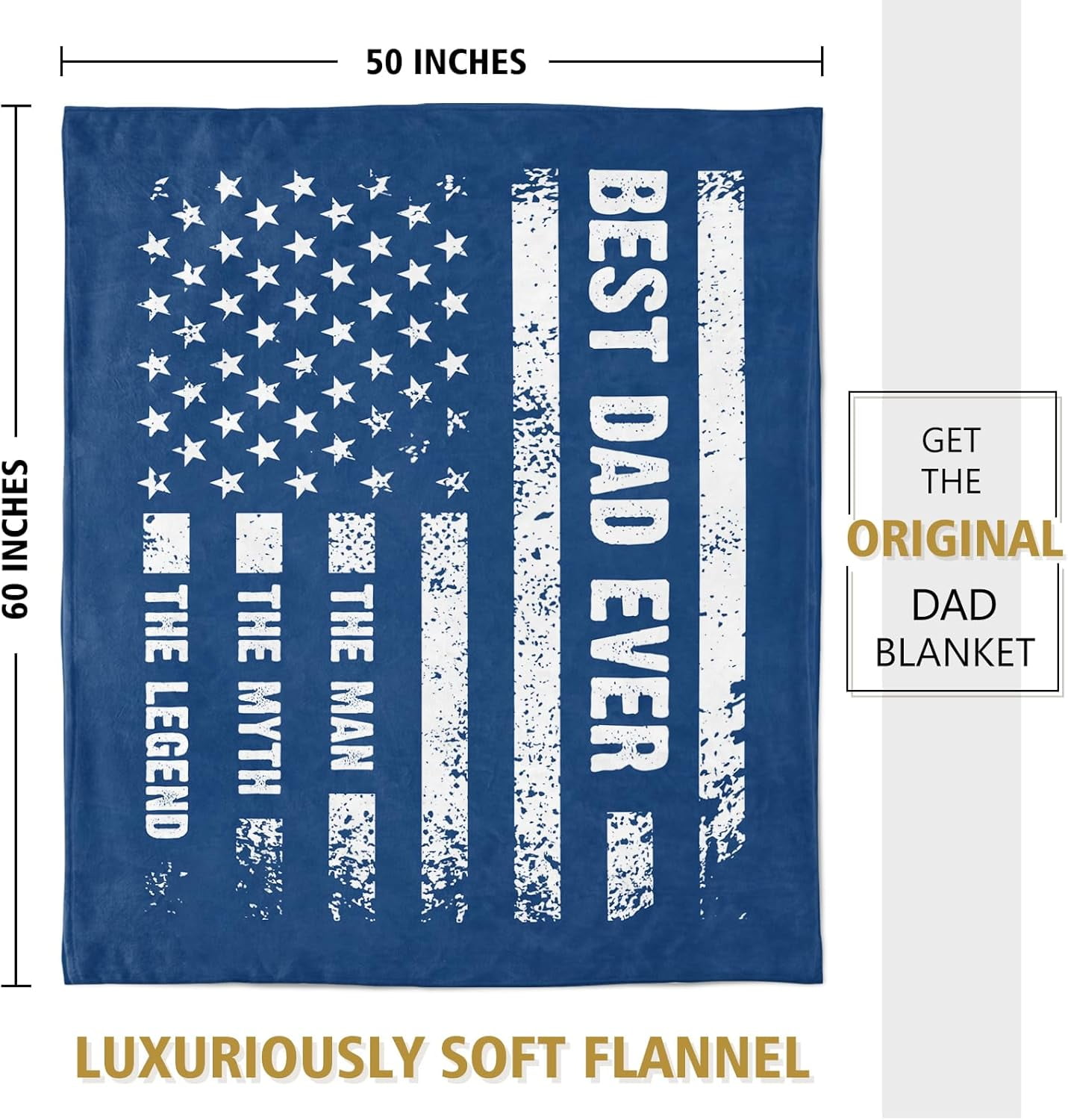 Birthday Gifts for Dad- Cool Flag Blanket with The Man The Myth The Legend- Dad Birthday Gift, Soft Blanket Throw for Bed Sofa Napping Camping