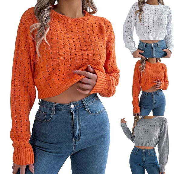 CAIXIA Womens Sweaters 2026 Open Back Button Down Long Sleeve Pullover Sweater Fall Winter Soft Knitted Turtleneck Casual For Daily Wear And Fall Clothes
