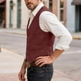 thumbnail image 6 of TOWED22 Men's Suede Leather Vest Casual Cowboy Western Vests Mens Waistcoat(Wine,XS), 6 of 9