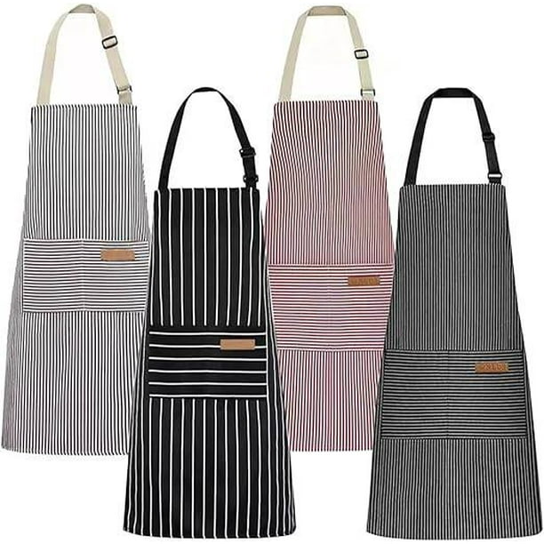 4pcs Mandiles de Cocina Mujer con Bolsillo, Mandil Parrillero Hombre Ajustables, Adecuados para Chefs, Floristas, Panaderos, Manicuristas