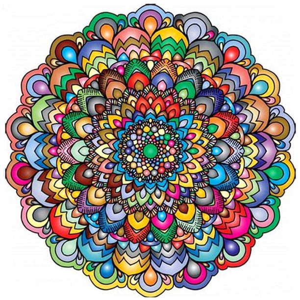Arte Espiritual Lleno Diamantes - Serie Pintura Abstracta Mandala Multicolor Resina 30 * 30 cm V750
