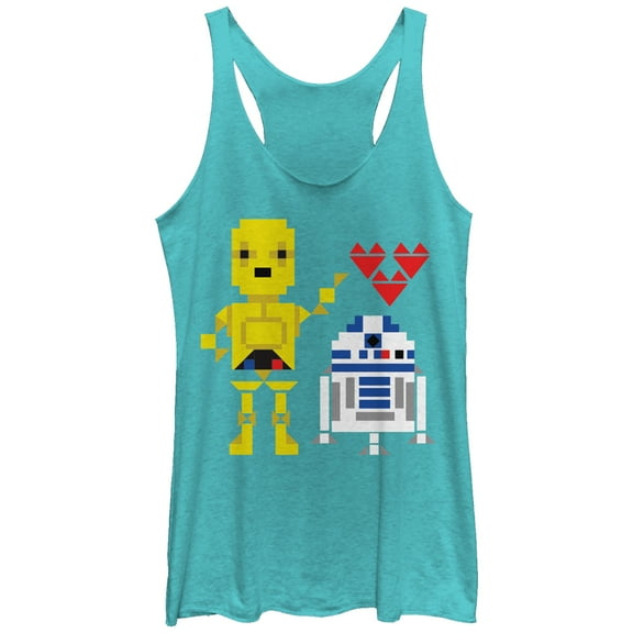 Women's Star Wars Valentine's Day R2-D2 and C-3PO  Racerback Tank Top Tahiti Blue X Large