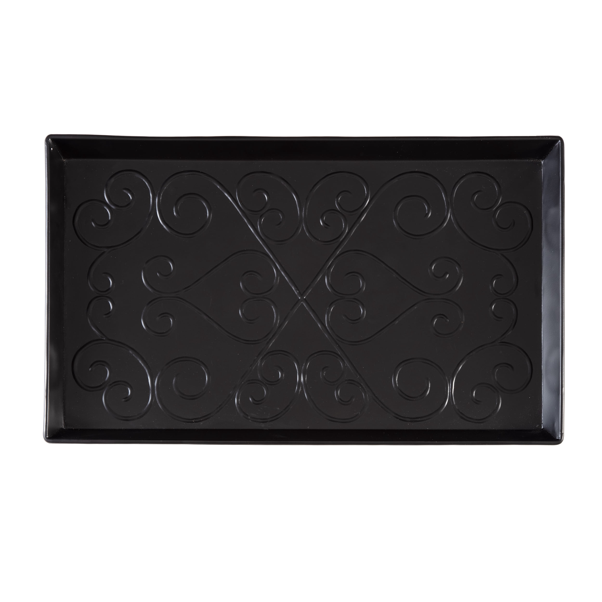 Black Metal Boot Tray with Tan Coir Insert