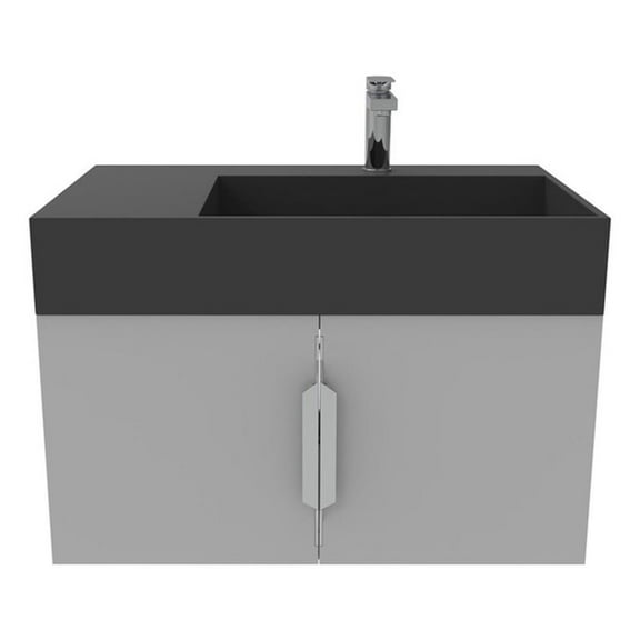 Amazon 30" Gray Wood Floating Vanity with Black Top and Chrome Trim