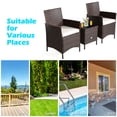 thumbnail image 4 of Patiojoy 3 Pieces Patio Rattan Conversation Furniture Wicker Chairs with Coffee Table & Cushions White, 4 of 7