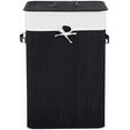 thumbnail image 6 of GOFLAME Bamboo Laundry Hamper Portable, Dirty Clothes Storage Basket with Lid and Removable Liner, Large Storage Clothes Bin with Handles, Suitable for Bedroom, Bathroom (Black), 6 of 19