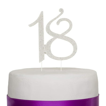 18 Cake Topper 18th Birthday Party Supplies & Decoration Ideas (Silver)