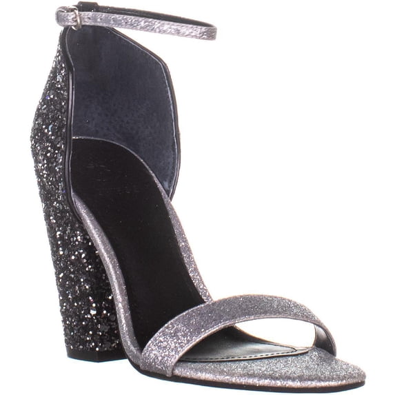 Womens Guess Bambam Glitter Ankle Strap Sandals, Silver Multi Texture, 5 US