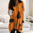 thumbnail image 2 of Halloween Bat Swarm Orange Nightgowns for Women Long Sleeves Sleepwear Soft House Dress Size Flower No. 3 XXXL, 2 of 3