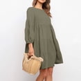 thumbnail image 5 of Fall New Arrivals Dresses!Brilliant Dresses for Women 2024 Progue Women Cotton and Linen Lantern Sleeve Long Sleeved Patchwork Loose Hem Dress Green XL, 5 of 8